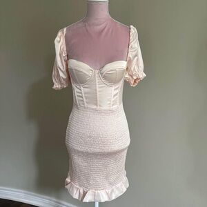 Peach Puff Sleeve Dress